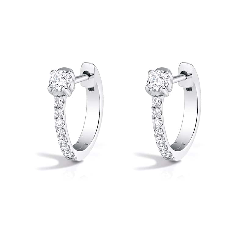 Auriya 14k Gold Lab Grown Diamond Fashion Hoop Earrings 0.70 ct. tw. (F-G VS) - White - White