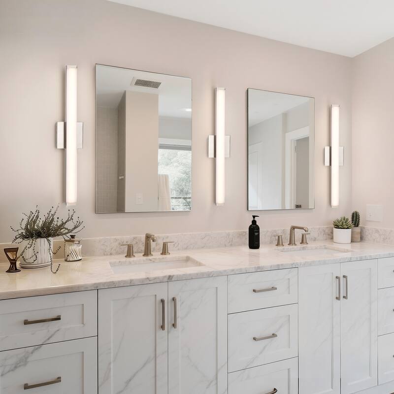 Modern Integrated LED Vanity Light Bar - 6 Variants (24in/30in, Matte Black/Brushed Nickel/Gold), 3000K, Damp Rated for Bathroom