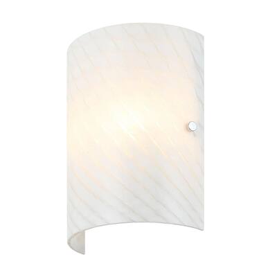 Swirled 2-Light Flush Handblown French Feather Glass Wall Sconce