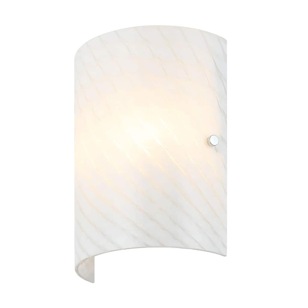 Swirled 2-Light Flush Handblown French Feather Glass Wall Sconce