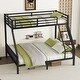 preview thumbnail 12 of 14, Modern Full XL Over Queen Size Metal Frame Bunk Bed with Ladder and Slats Support, Black