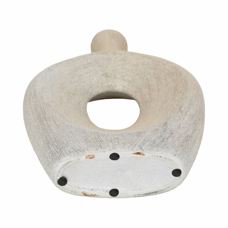 Modern Ceramic Textured Oval Cut-Out Vase - Home Decor - 13"
