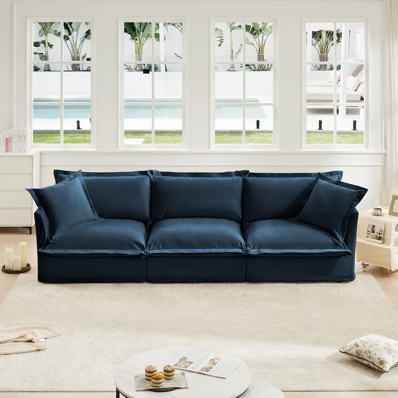 Modern Sectional Sofa Chenille Upholstered Modular Couch with Pillows