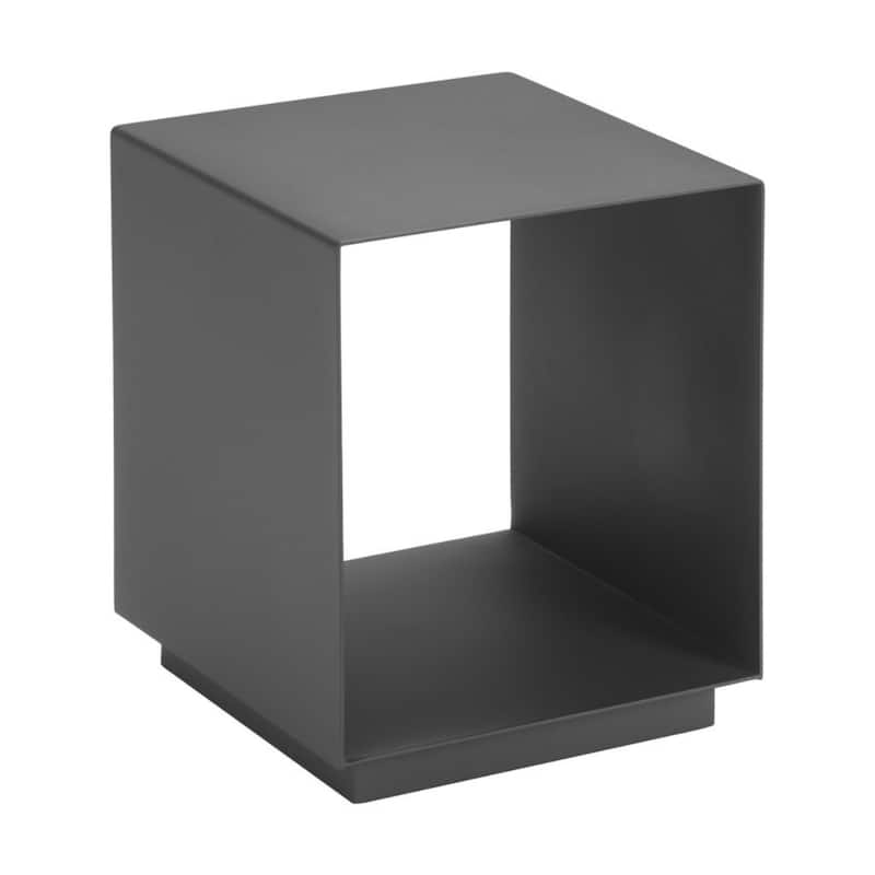 17-Inch Charcoal Aluminum Square End Table with Storage Shelf - 14” x 14” x 16.50” - Charcoal