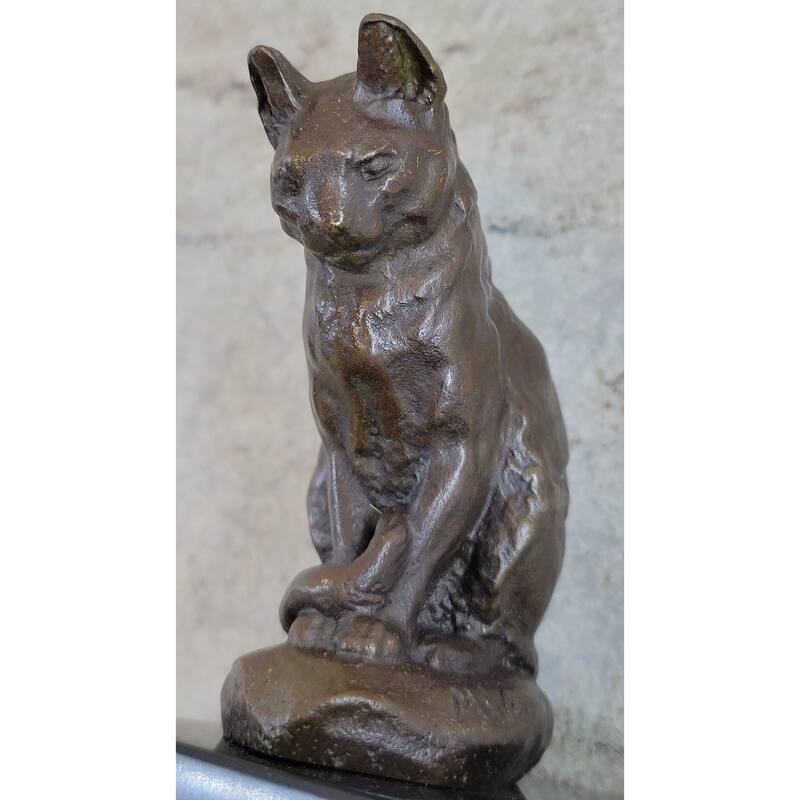 Signed Original House Imitative Cat Hot Cast Bronze Statue Sculpture Figurine Home Decor