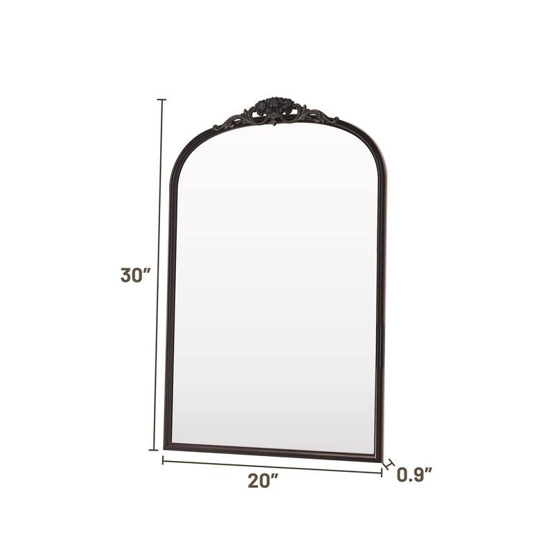 Keonjinn Art Decorative Accent Arched Wall Mirrors, Relief Frame, Antique Black/Gold