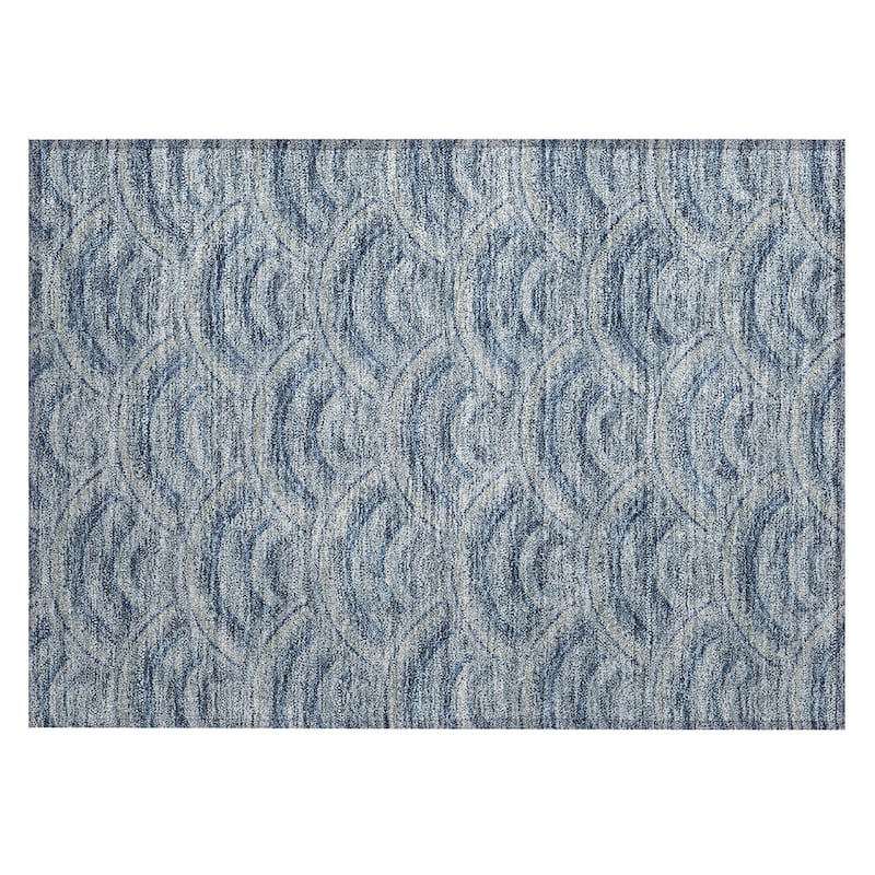 Machine Washable Indoor/ Outdoor Modern Mosaic Chantille Rug