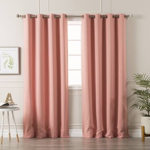 Aurora Home Antique Silver Grommet Top Thermal Insulated Blackout Curtain Panel Pair