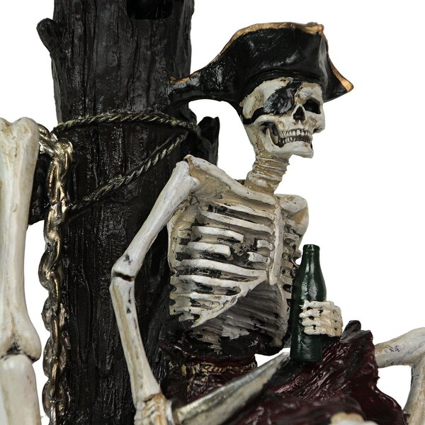 Zeckos 21 Inch Pirate Skeleton Table Lamp With Treasure Map Shade