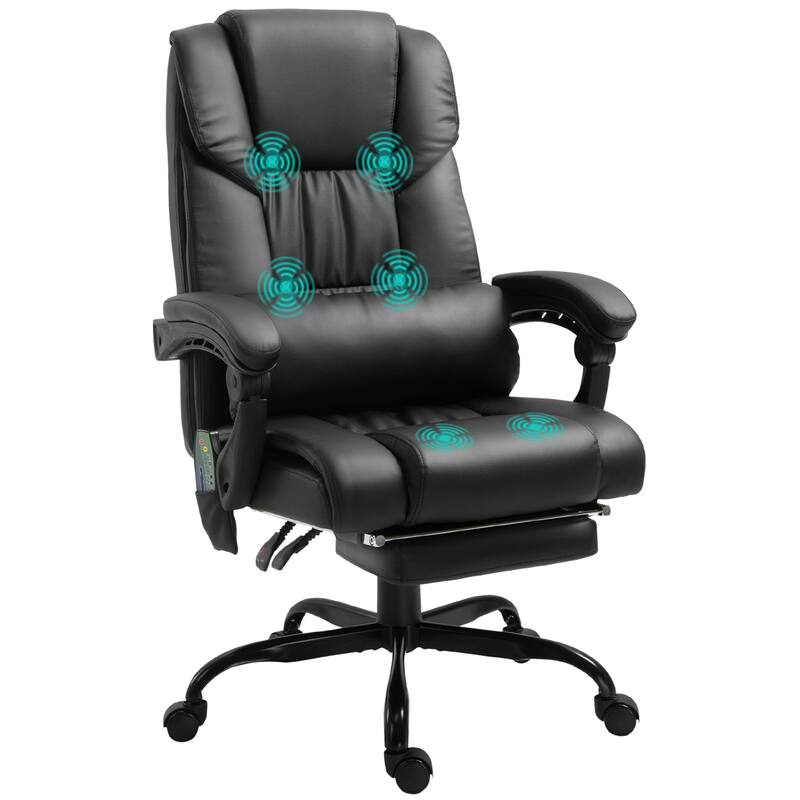 High Back Massage Office Chair with 6 Vibration Points, Reclining Chair, Ergonomic Office Chair with Footrest Adjustable Height