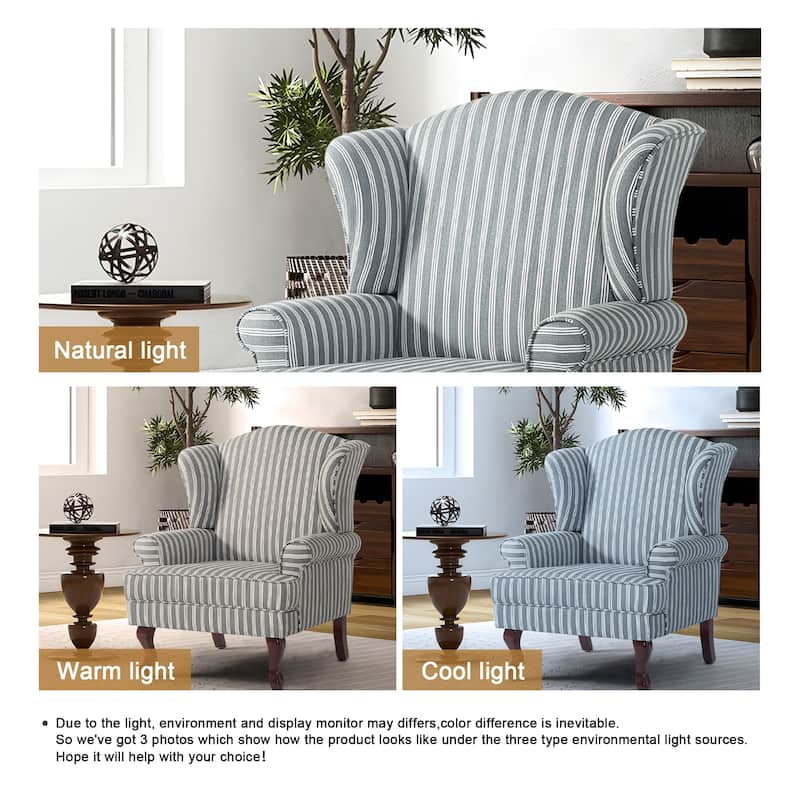 Elegant Living Room Wing Back Arm Chair Upholstered Accent Chair