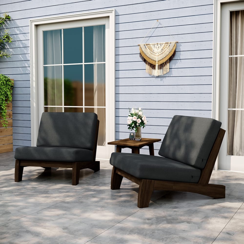 Outdoor Furniture Wood Armless Chair Loveseat Sofa With Cushion