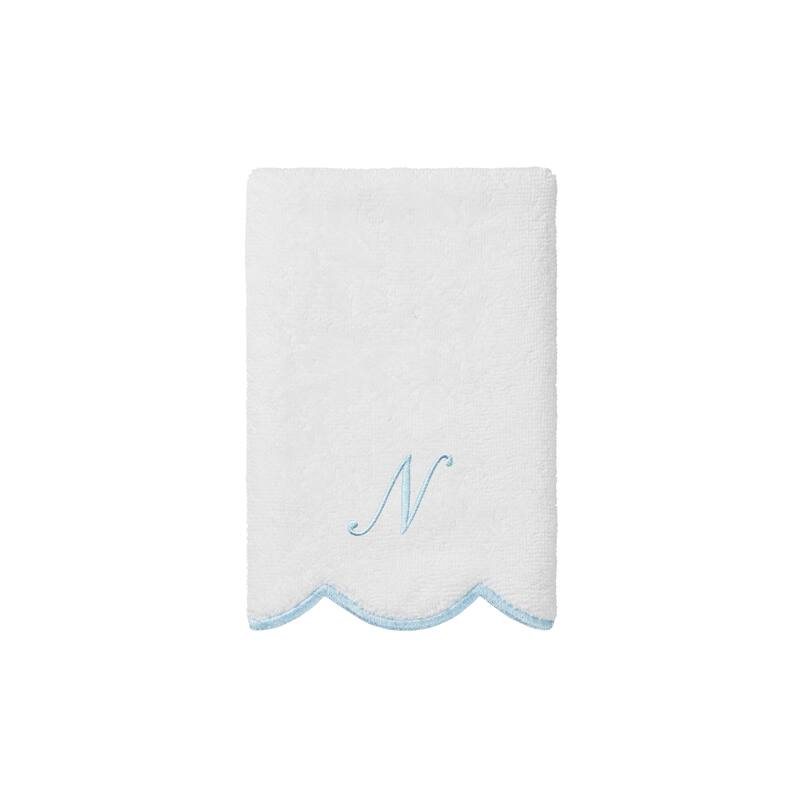 Authentic Hotel and Spa 100% Turkish Cotton Blue ADORNIA Scallop Personalized 3 Piece Towel Set - 3 Piece Set