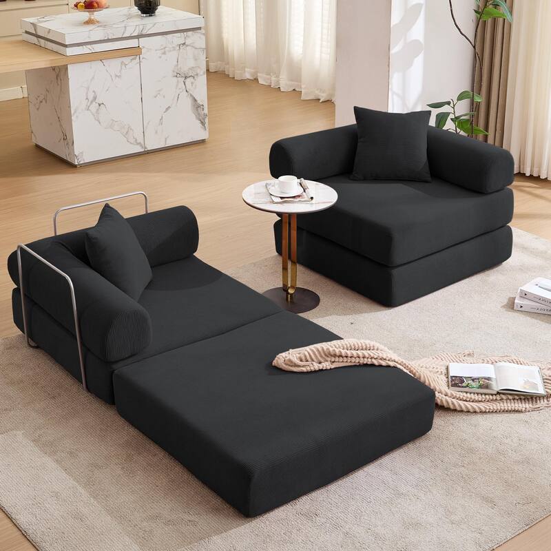 Modular Couch Sofa Bed, Convertible Design with Removable Armrests,Folding Mattress Couch for Small Spaces ,No Assembly