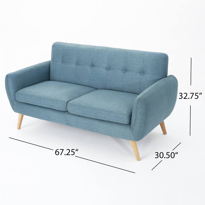 67.25" Button Tufted Loveseat, Mid-Century Modern Upholstered Sofa with Tapered Wood Legs