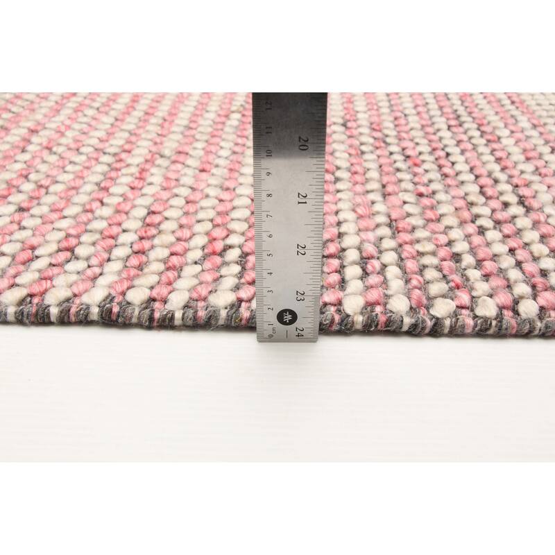 ECARPETGALLERY Braid weave Sienna Dark Pink Wool Rug - 5'2 x 8'2