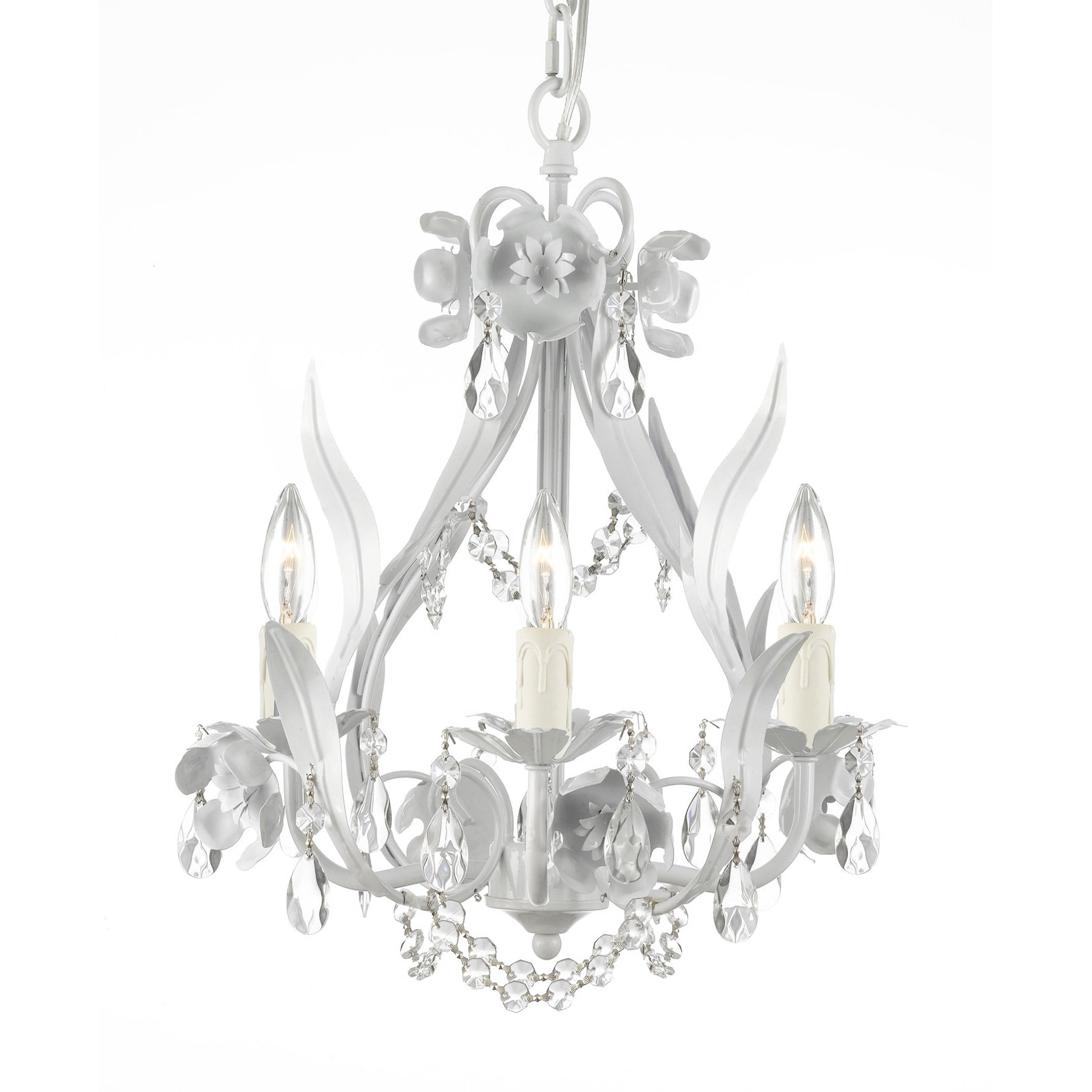 Plug In  Wrought Iron Floral Chandelier Lighting H15 x W11 - Chandeliers For Bedrooms by Overstock.com