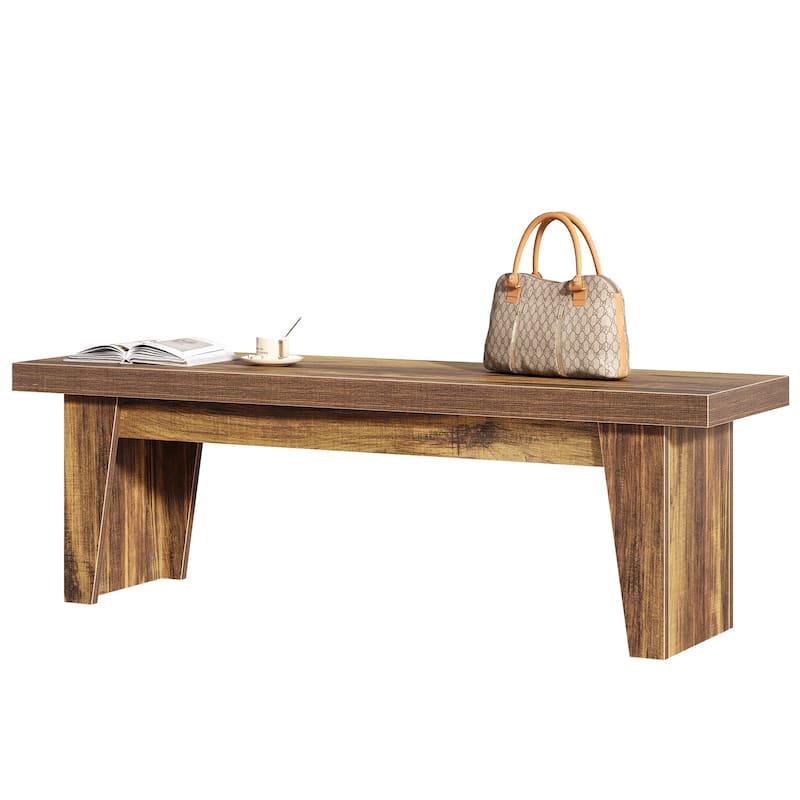Farmhouse Long Wooden Entryway Bench for Living Room Hallway Bedroom - 15.55"D x 55.12"W x 17.9"H