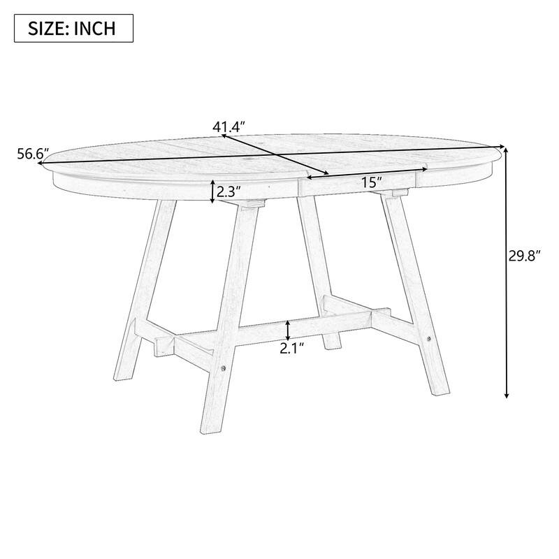 Round Wood Dining Table, Farmhouse Round Extendable Dining Table Kitchen Table for Dining Room, Kitchen