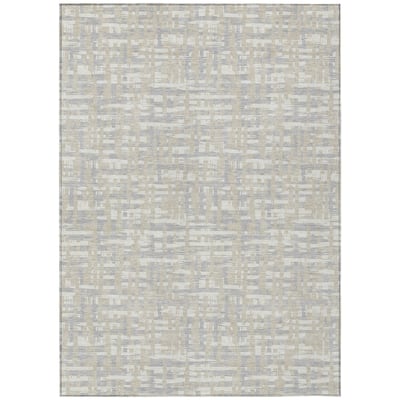 Machine Washable Indoor/ Outdoor Modern Crosshatch Chantille Rug