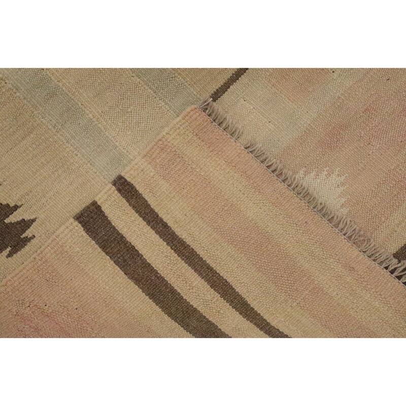 Hand Woven Oriental 100% Wool Carpet Southwestern Tribal Multi-Colored Kilim Area Rug - 8' 10'' X 6' 0''