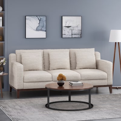 Elliston Fabric Contemporary 3-seater Sofa with Accent Pillows by Christopher Knight Home