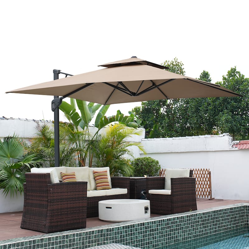10ft Patio Square Patio Cantilever Umbrella With Crank(Without Base)