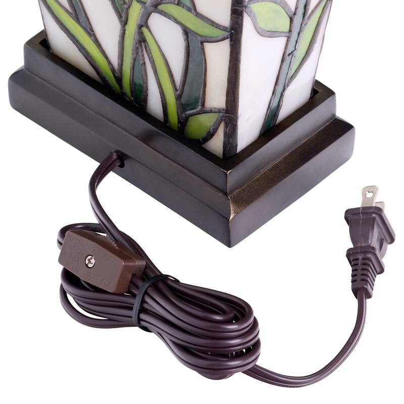 Maison River of Goods Bronze Polyresin and Stained Glass 15.5-Inch Table Lamp - 8.25" x 4.25" x 15.5"