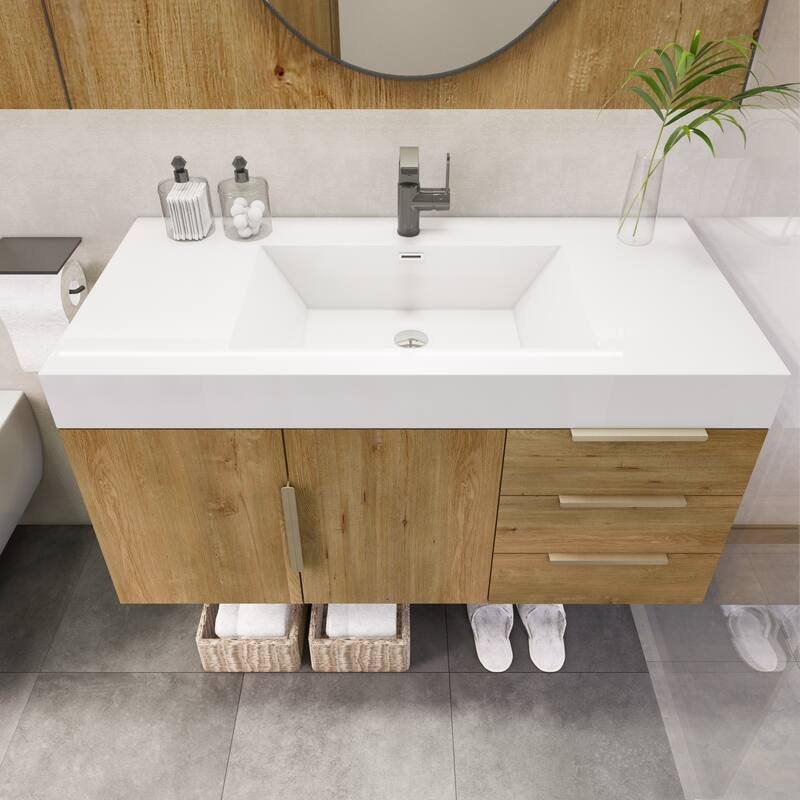 Noble 42" Wall Mounting Vanity (R Drawer) with Reinforced Acrylic Sink