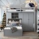 preview thumbnail 17 of 28, Twin Size Bunk Bed with Drawers, Wardrobe, Storage Shelves and Hydraulic Bed