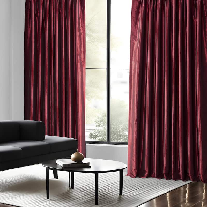 Exclusive Fabrics Textured Dupioni Faux Silk 84-inch Grommet Blackout Grommet Curtain (1 Panel) - 50 x 84