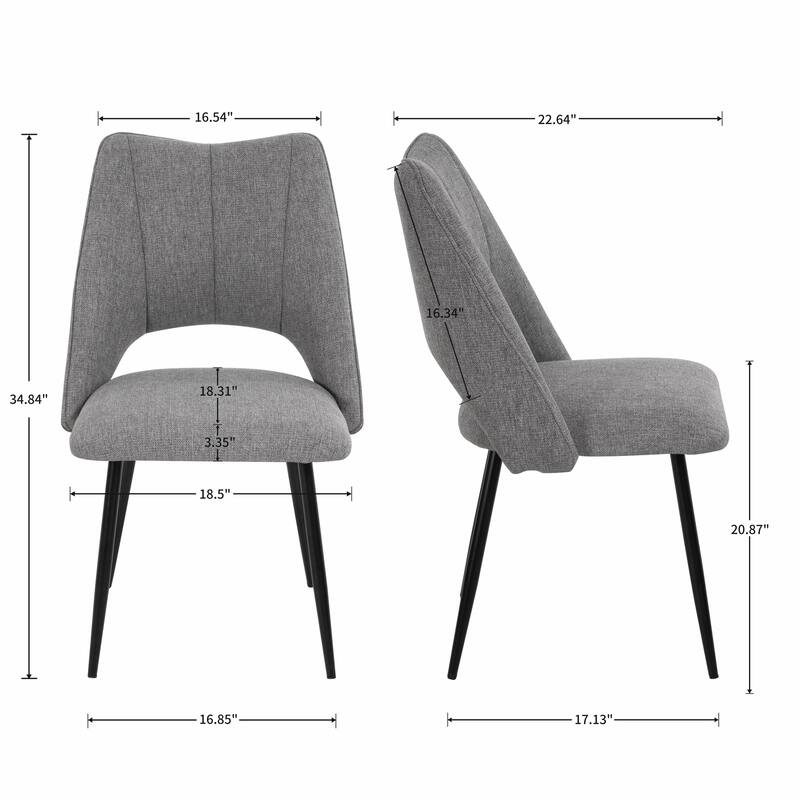 4-Chair Set Combination, Modern and Simple with High Resilience Filling, Metal Legs, Adjustable Feet