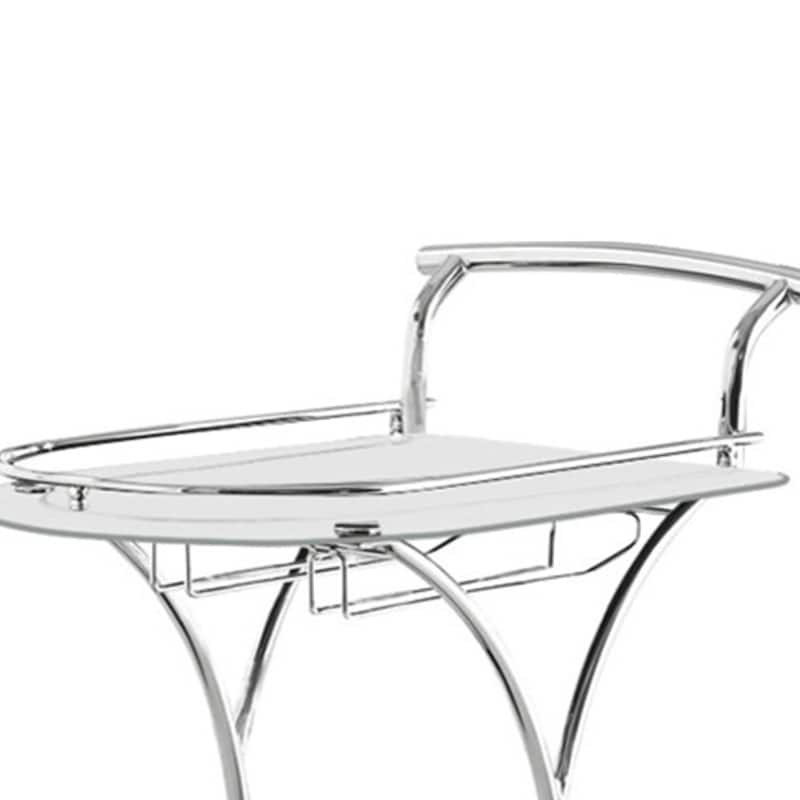 Captivating Serving Cart With 2 Frosted Glass Shelves, Silver - 33.75 H x 26.5 W x 15.75 L Inches