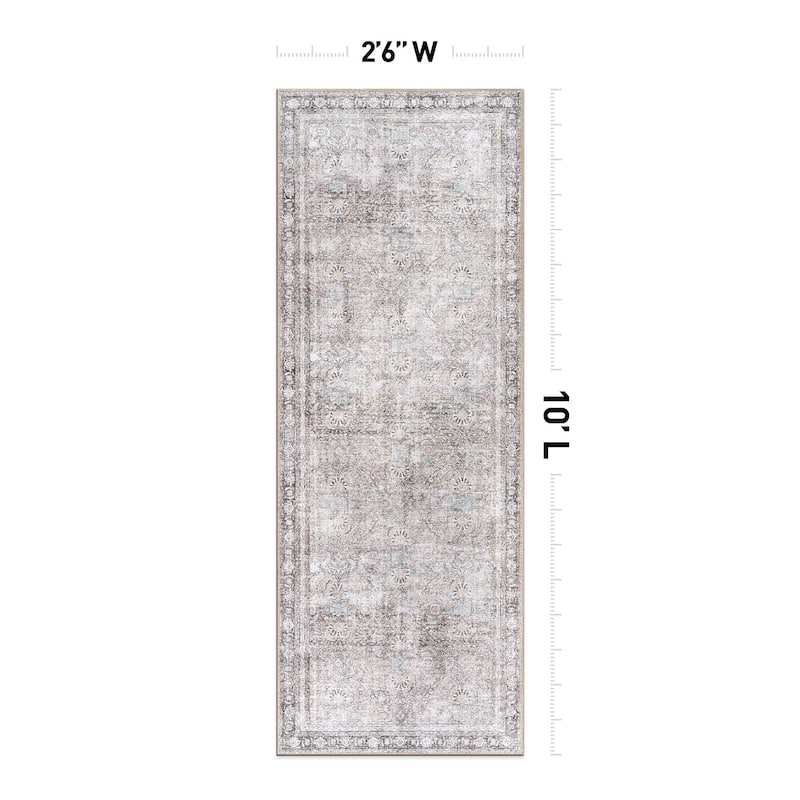 World Rug Gallery Vintage Inspired Machine Washable Non Slip Area Rug