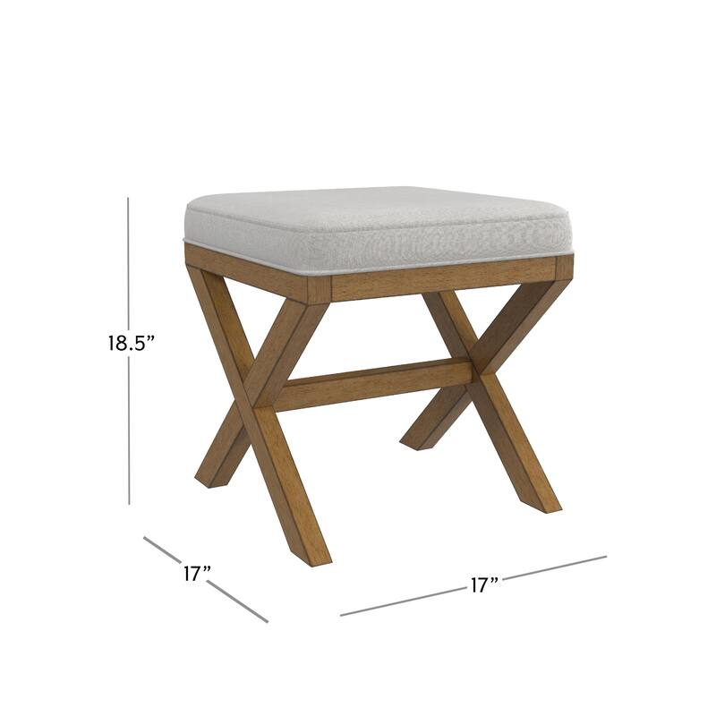 Hillsdale Somerset Backless Wood Vanity Stool, Dark Driftwood - Dark Driftwood & Fog Gray - 17" x 17" x 18.5"