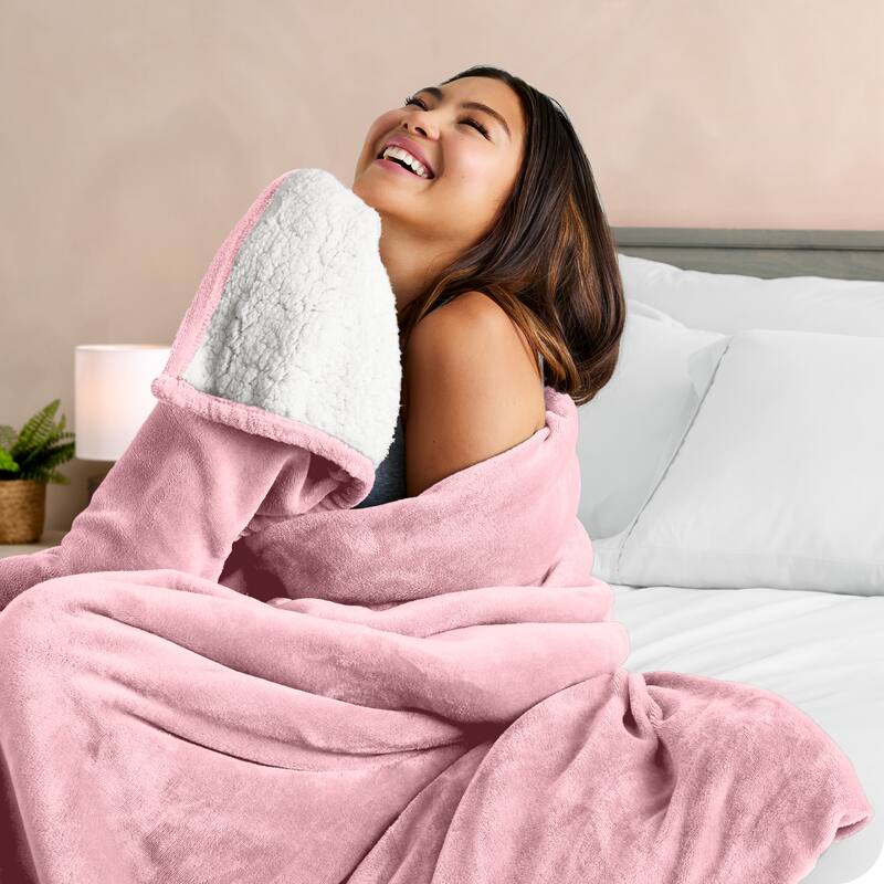 Bare Home Sherpa Fleece Blanket - Reversible Plush Bed Blanket