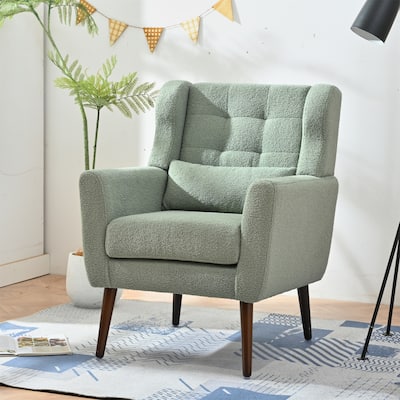 Modern Accent Chair, Teddy Fabric Living Room Chairs Comfy Reading Chair, Mid Century Accent Chair