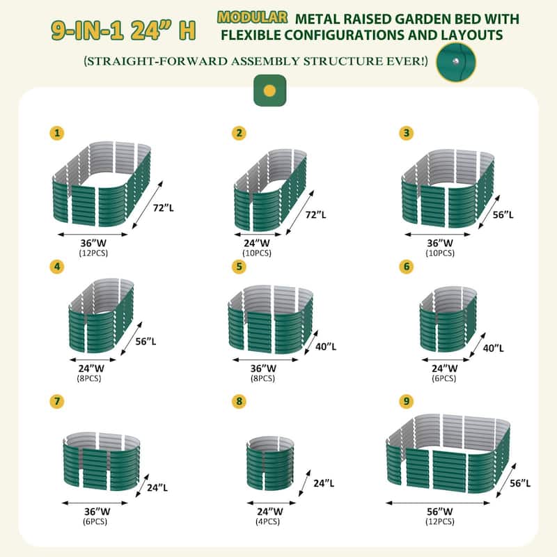 VEIKOUS 24''H Galvanized Steel Raised Garden Bed, Bottomless Design for Healthy Plant Growth