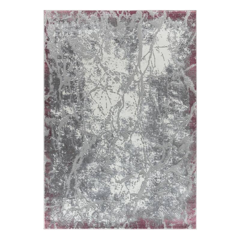 Petra Collection Lilac/Grey Abstract Area Rug - 5'2'' X 7'5''