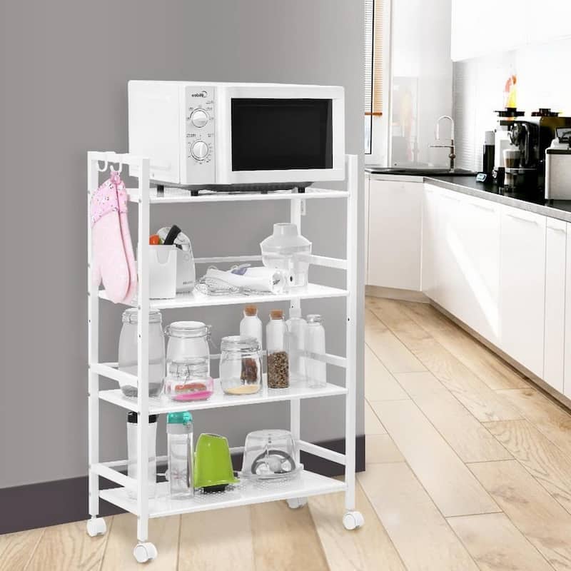 4 Tier Widen Shelf With Rolling Kitchen Storage Utility Cart