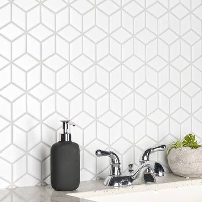 Merola Tile Metro Rhombus Matte White 10-1/2" x 12-1/8" Porcelain Mosaic Tile