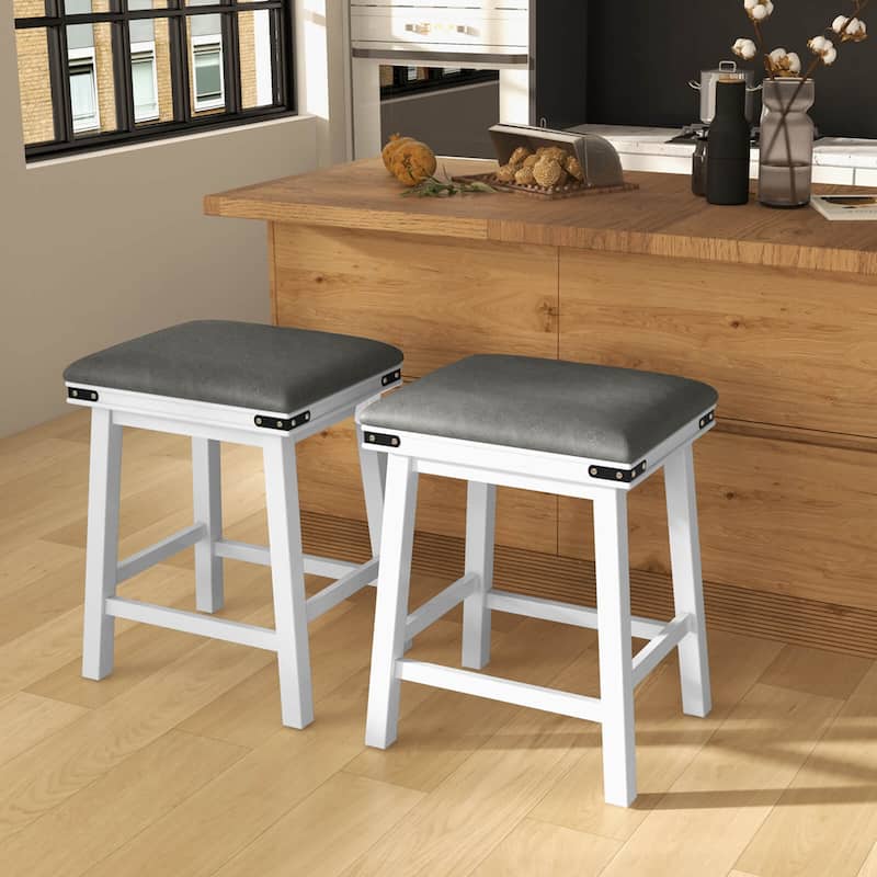 Costway 24'' Dining Bar Stool Set of 2 Counter Height Padded Seat Wood - See Details