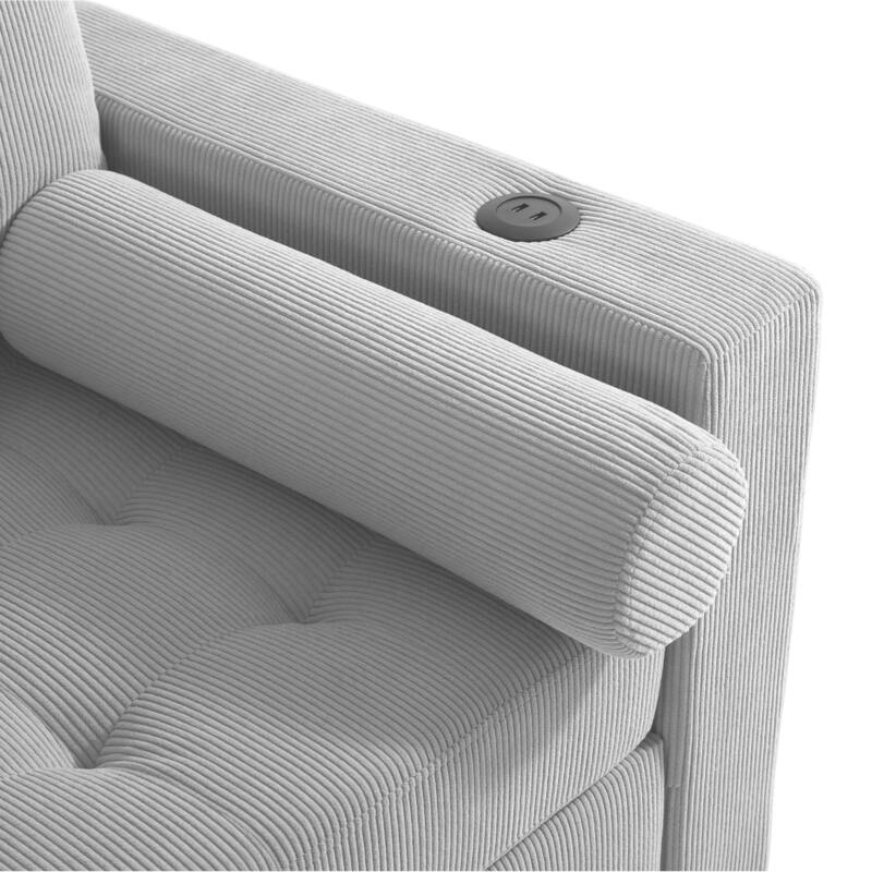 2 Set 3-in-1 Adjustable Recline Convertible Chair Bed Sleeper with USB Port