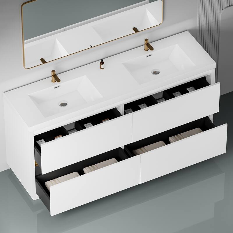 GDFStudio 72" Freestanding Bathroom Vanity with Double Sinks