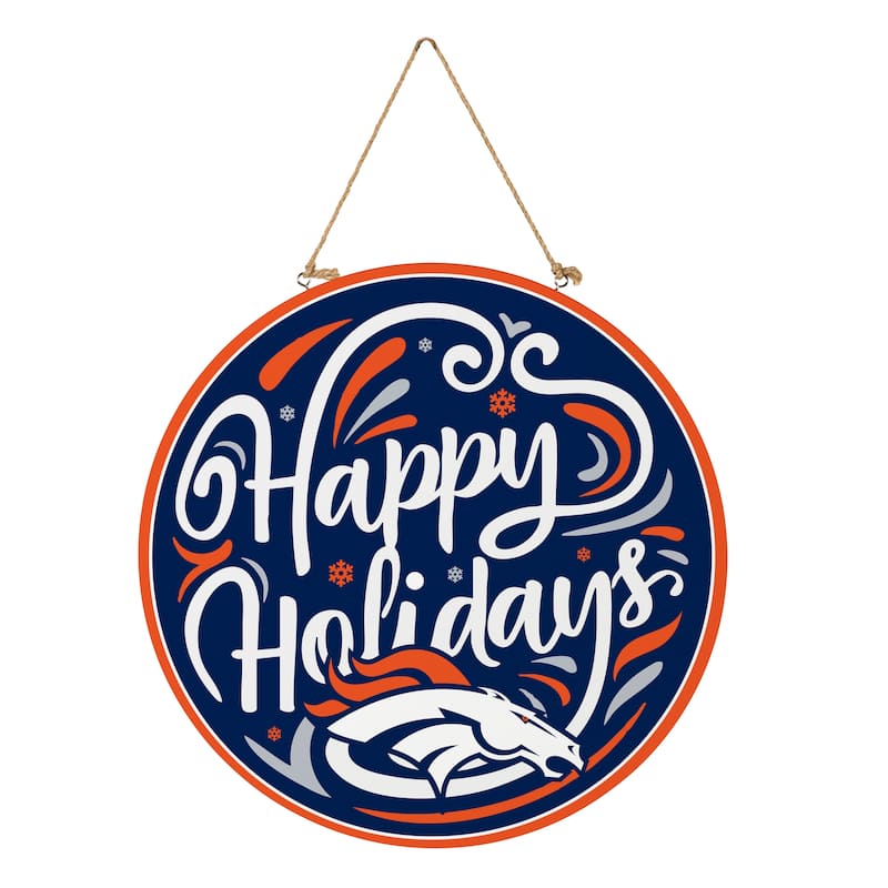 Denver Broncos 18" x 18" Happy Holidays Door Décor Wall Sign - 18" x 18"