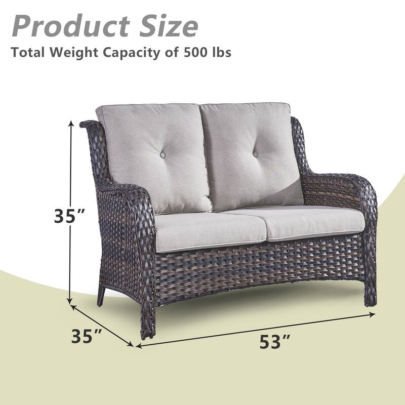 Gymojoy Outdoor Loveseat Wicker Sofa Set Rattan Sofa