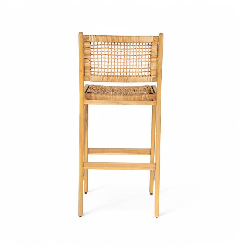 Christopher Knight Home - Betty Outdoor Acacia and Wicker Bar Stool Set of 2