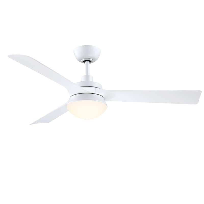 Barlow 52 inch Indoor/Outdoor Ceiling Fan with Matte White Blades and LED Light Kit - Brushed Satin Brass