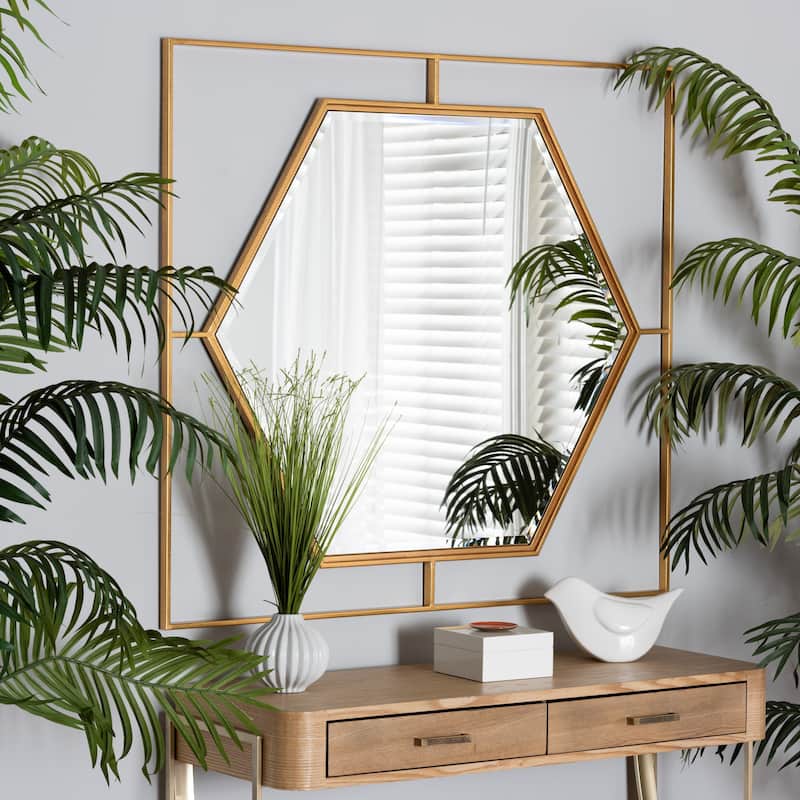 Gates Modern Glam and Luxe Antique Goldleaf Metal Accent Wall Mirror - Gold
