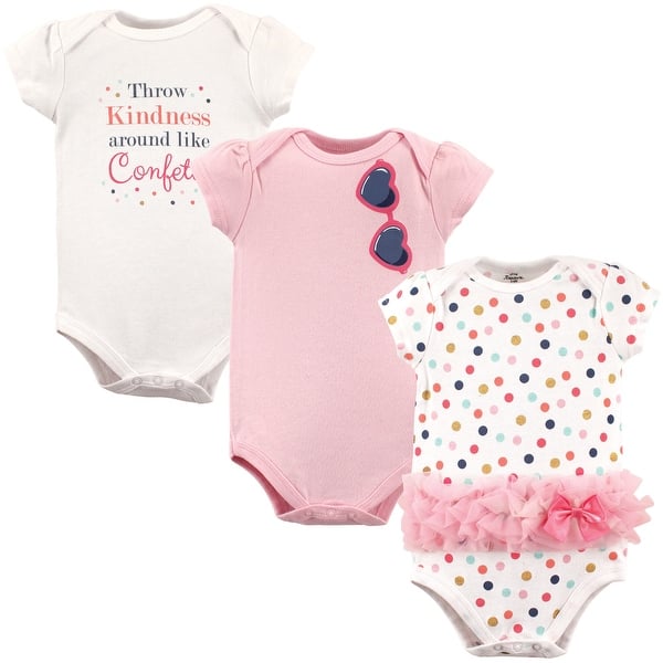 slide 1 of 1, Little Treasure Baby Girl Cotton Bodysuits 3pk, Confetti 3-6 Months - Confetti